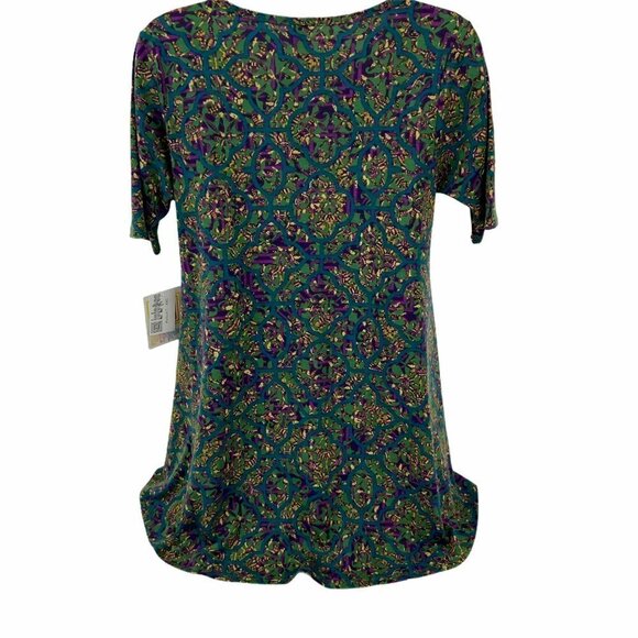 Lularoe Perfect T Purple/Green Print Scoop… - Picture 2 of 5